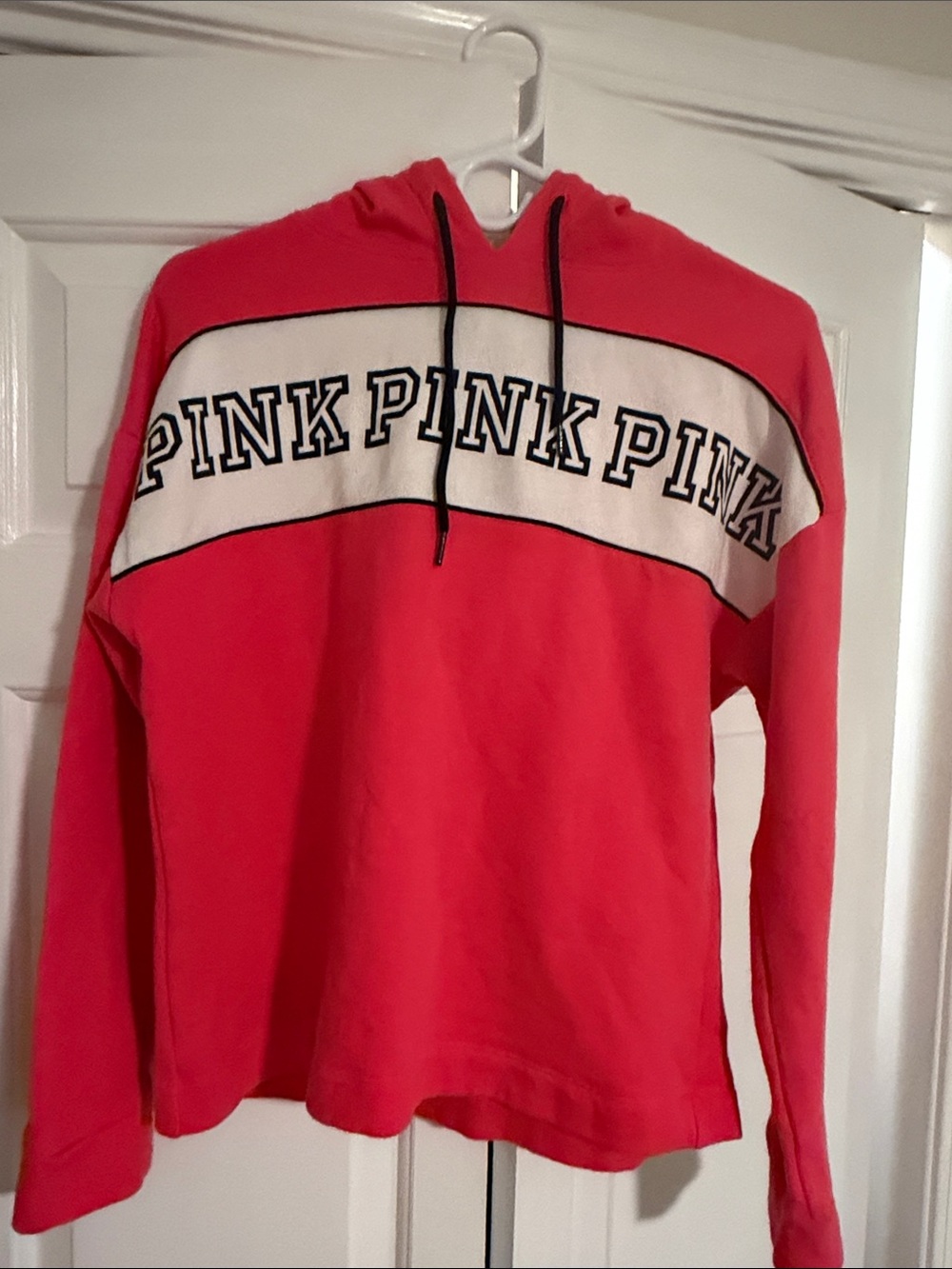 Victoria's Secret PINK Red Pullover Hoodie with White Panel